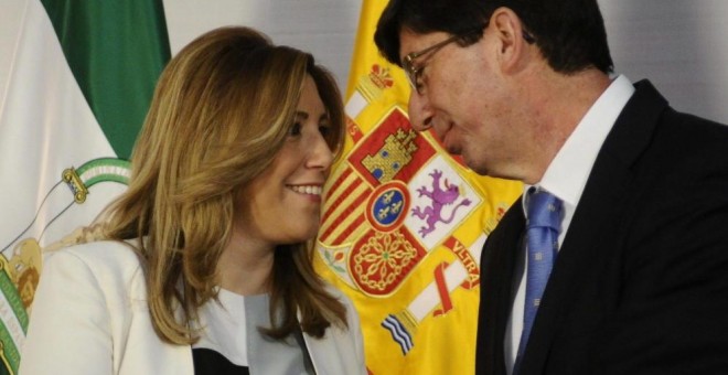 La presidenta de la Junta, Susana Díaz, y el líder de Ciudadanos en Andalucía, Juan Marín, en una imagen de archivo. EFE