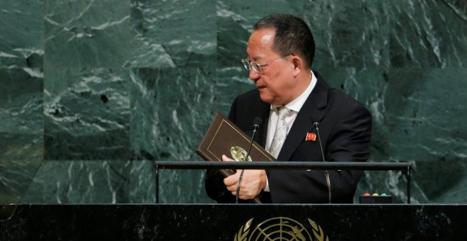 El ministro de exteriores norcoreano, Ri Yong-ho, en la sede la ONU.- REUTERS