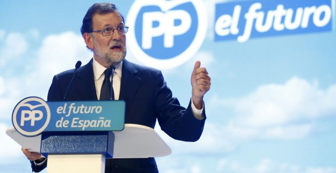 Mariano Rajoy, durante su intervención en la celebración del Congreso Nacional del Partido Popular. EFE/J.P.GANDUL