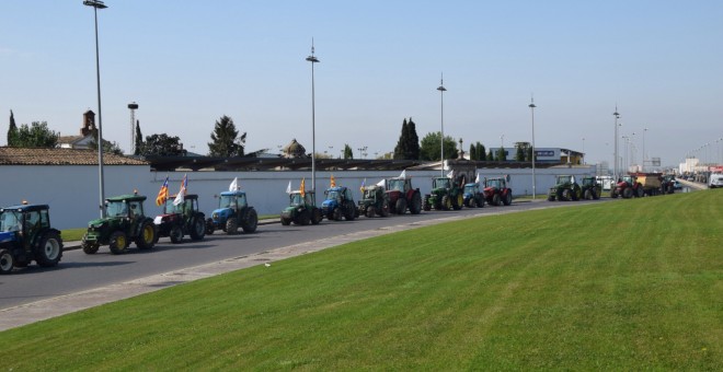Marxa de tractors de la plana de LLeida en defensa del referèndum convocat per l'1 d'octubre