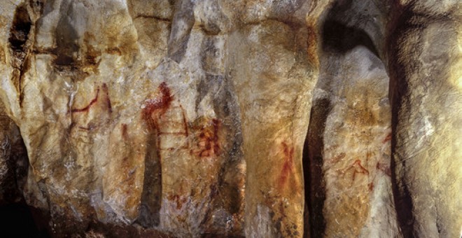 Pinturas en la cueva de La Pasiega hechas por neandertales hace más de 64.000 años / © P. Saura