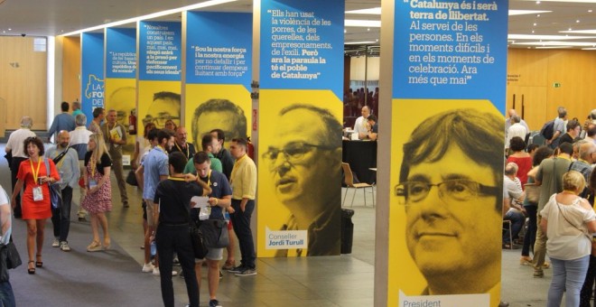 Imatge del Palau de Congressos de Catalunya aquest dissabte, durant la celebració de l'assemblea del PDeCAT. / PDeCAT.