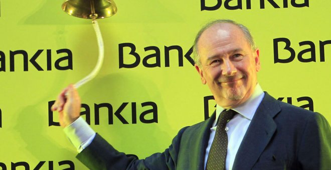 Rodrigo Rato, entonces presidente de Bankia, el día de la salida bolsa de la entidad, en julio de 2011. EFE