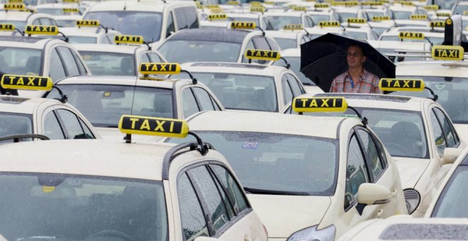 Concentración de taxistas, en una imagen de archivo. REUTERS