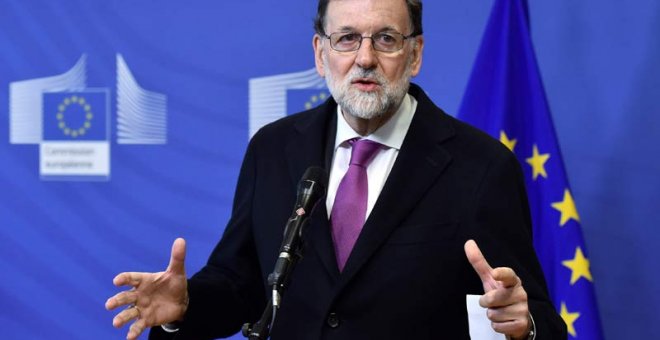 Rajoy, durante su rueda de prensa en Bruselas. | ERIC VIDAL (EFE)