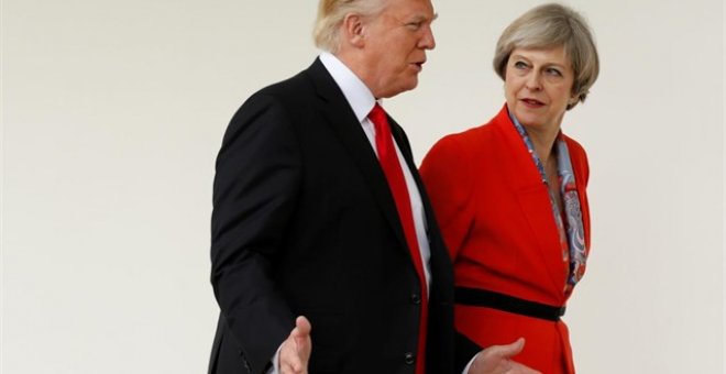 El presidente estadounidense, Donald Trump, tras su reunión con la primera ministra británica, Theresa May. / Europa Press