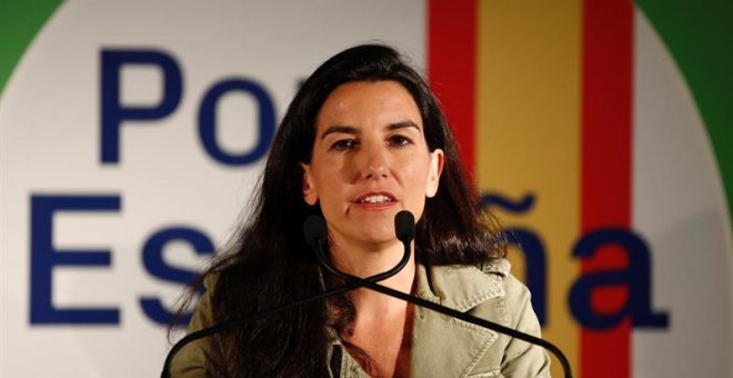 La candidata de Vox a la Comunidad de Madrid, Rocío Monasterio, interviene en el acto previo al inicio de campaña de la formación, hoy en Paracuellos del Jarama.