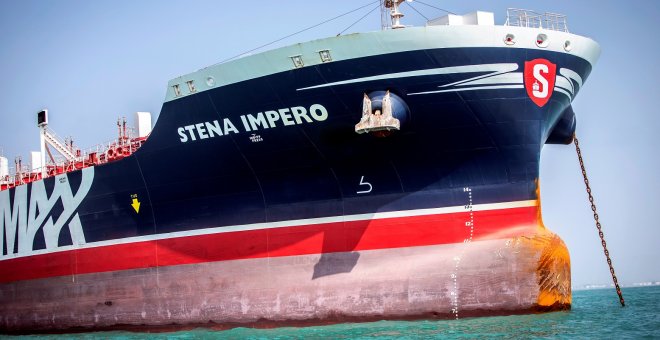 22/08/2019 - El petrolero de bandera británica Stena Impero, retenido desde el pasado julio en un puerto del sur de Irán. /  REUTERS