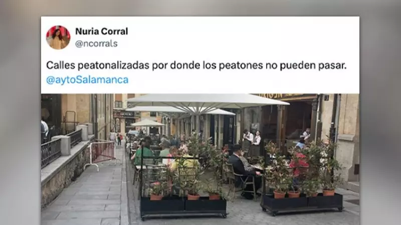 'Peatonalizar en España es hostelerizar': la grotesca imagen de una calle de Salamanca bloqueada por una terraza
