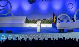 La ministra Portavoz del Gobierno en funciones, Isabel Rodríguez interviene en el congreso de la Femp en Madrid, a 23 de septiembre de 2023.