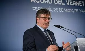 27/03/2024 El expresident de la Generalitat y candidato a las elecciones catalanas, Carles Puigdemont, a 26 de marzo de 2024, en Perpignan (Francia).