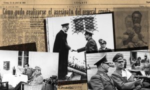 11/04/2024 Montaje fotográfico en el que figuran el al ministro de Exteriores alemán Ribbentrop, Maks Luburić y Ante Pavelić, el dirigente fascista de mayor rango, entre otros.