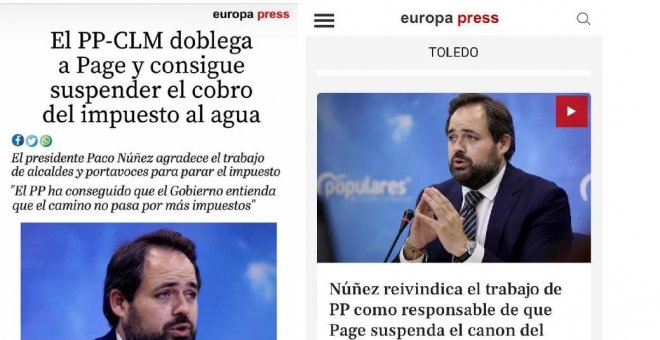 Dirigentes del PP de Castilla-La Mancha manipulan la información de una agencia de noticias y la difunden como si fuera real