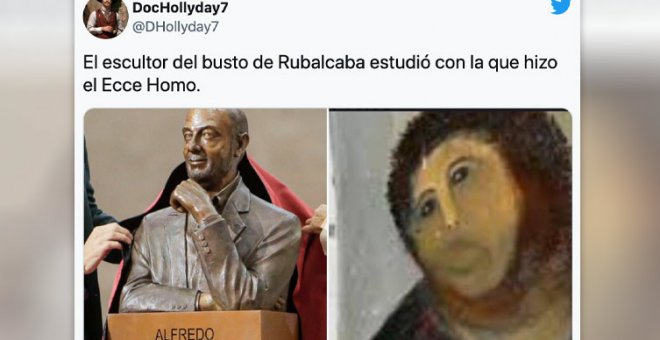 Los tuiteros, estupefactos con el busto del PSOE a Rubalcaba: "El escultor lo ha hecho por las noches y sin luz"