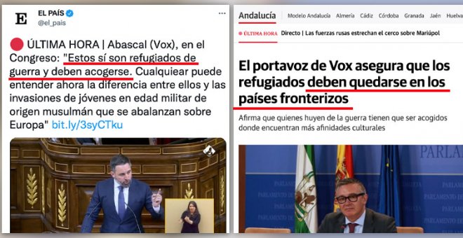 Dos noticias juntas se entienden mejor: lo que Vox dice en el Congreso sobre los refugiados ucranianos vs. lo que dice en Andalucía