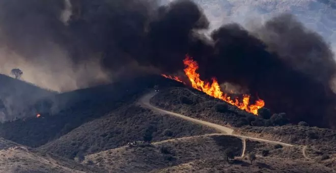El incendio forestal en Mijas, que evoluciona favorablemente, obliga a desalojar a 300 personas