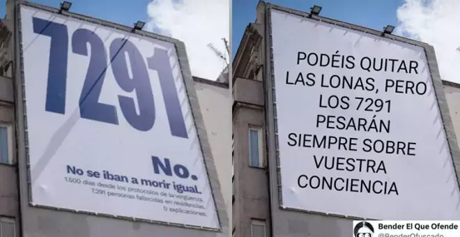 "Atención, Streisand, 7.291": las redes responden al intento del PP de censurar las lonas con el número de fallecidos en las residencias de Madrid